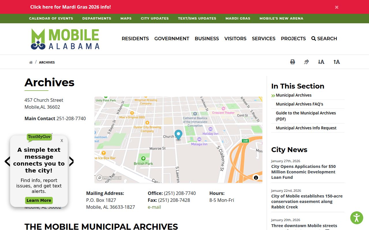 Mobile Municipal Archives genealogy research resources