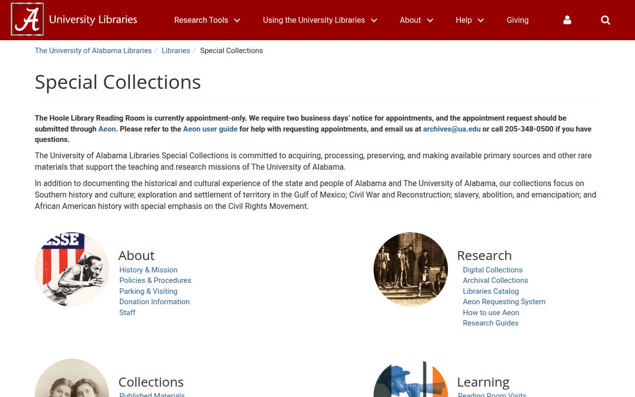 University of Alabama Hoole Special Collections Library genealogy resources