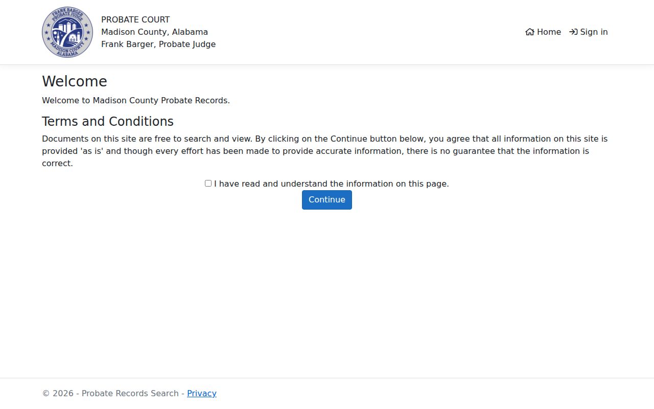 Madison County Probate Court records portal for genealogy research
